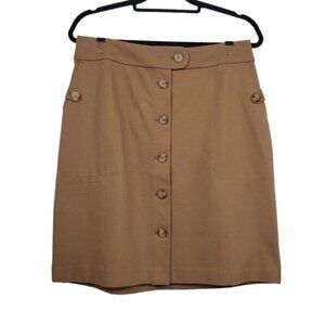 J.Jill Womens Acorn Tan Ponte Knit Button Front Skirt Size S NWT